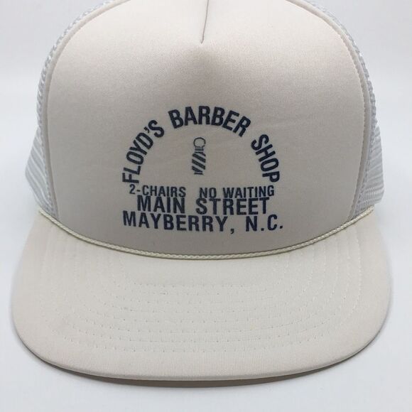 Vintage Floyd’s Barber Shop Mayberry NC white trucker hat SnapBack Andy Griffith - Picture 14 of 16